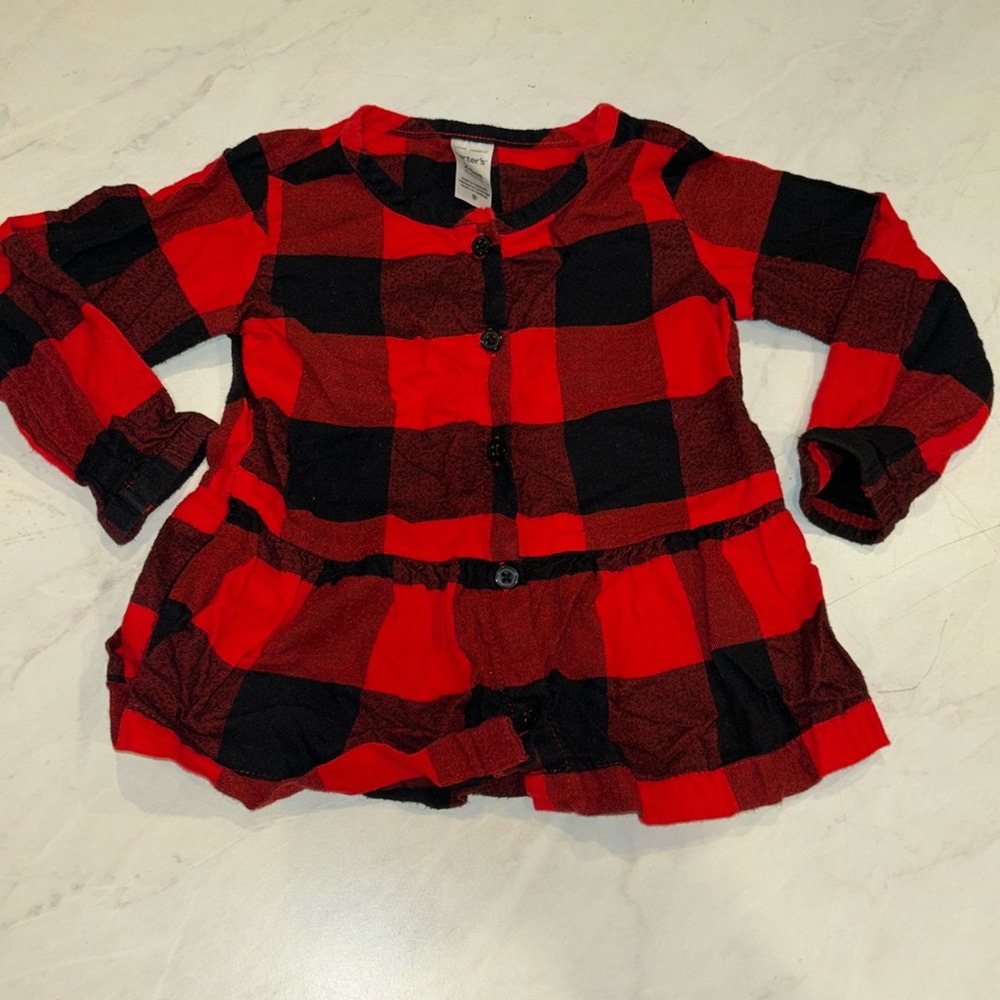 Long Sleeve Plaid Skirt 24M